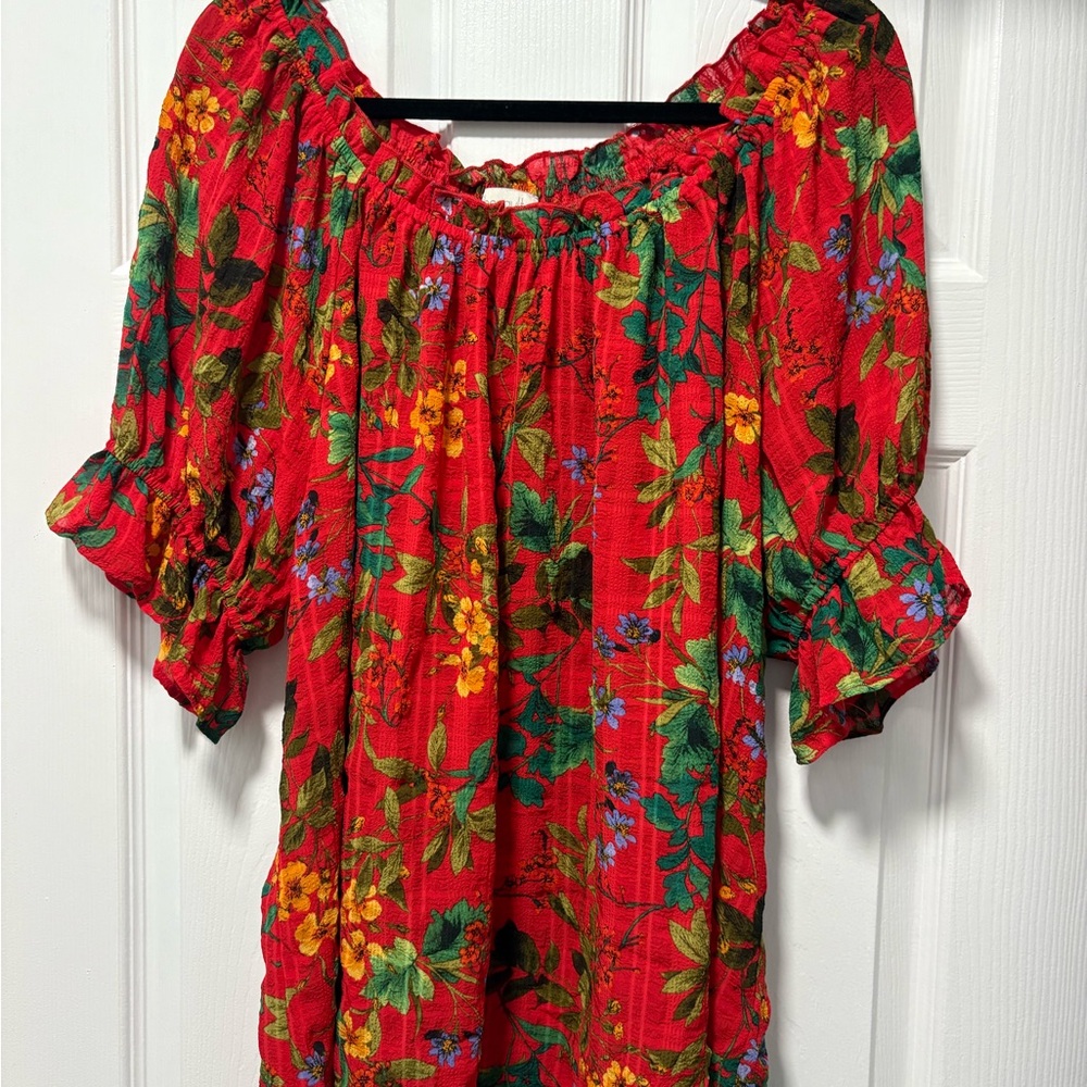 Chenault Red Peasant Blouse